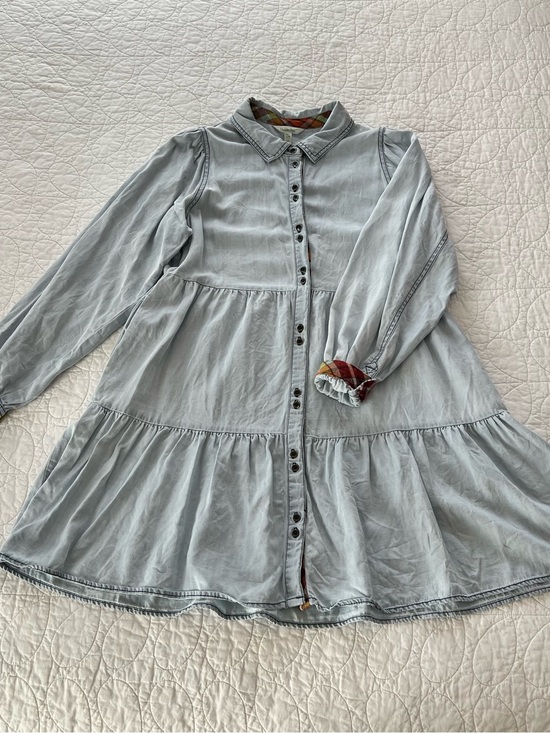 Matilda Jane Dresses & Skirts - Matilda Jane Light Blue Tiered Chambray Shirt Dress Babydoll Western BohoChic
